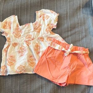 if it were me White Top with Peach Floral Accents